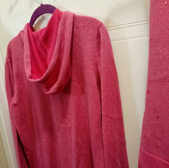 Quacker Factory Metalic Pink Hoodie Set - Picture 2 of 7